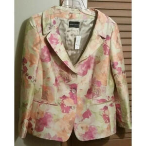 RENA LANGE Floral Print Button Jacket Designer